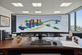 Hydraulic engineer's desk with 3D CAD model of custom fluid power system